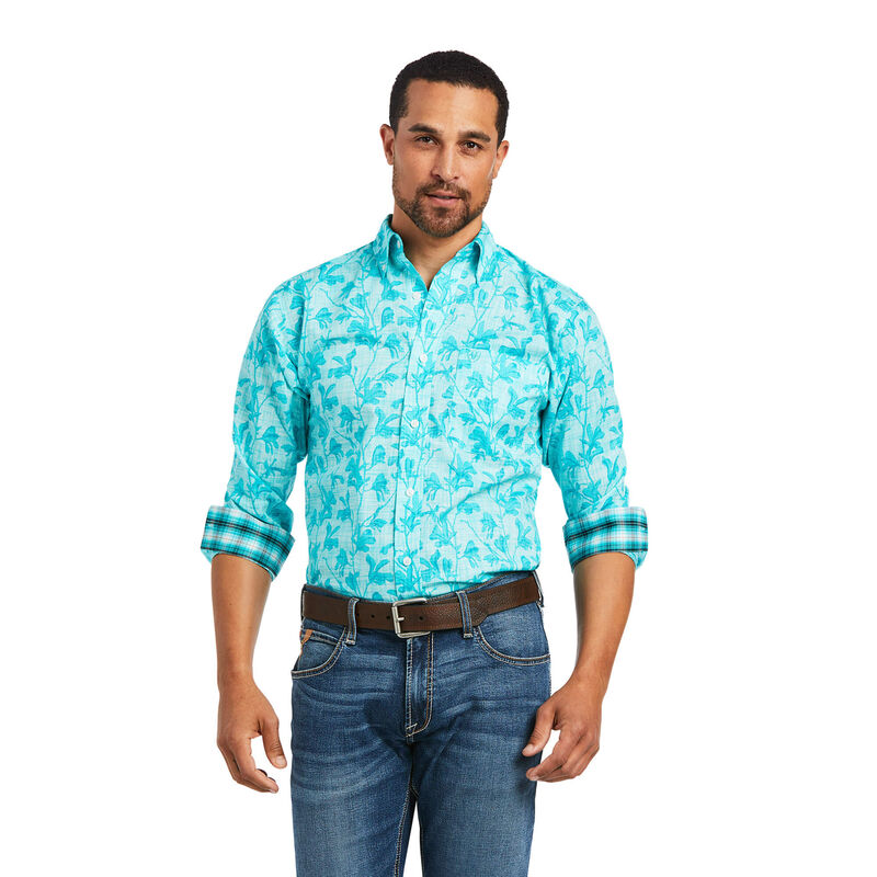 Ariat Hemden Herren - Wrinkle Free Hassan Fitted Blau ( WTAPR-3052 )